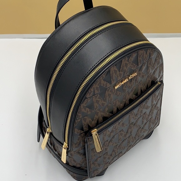 MICHAEL KORS ADINA MEDIUM BACKPACK BLACK /BROWN - Picture 7 of 16